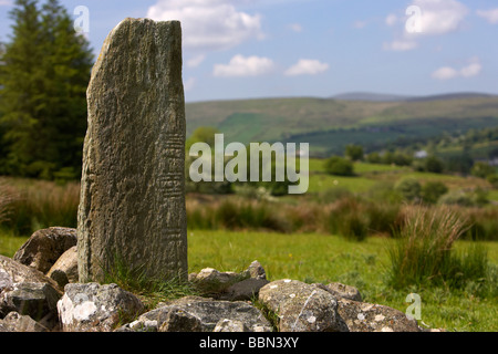 Aghascrebagh Ogham Stein Grafschaft Tyrone Nordirland Großbritannien dies ist das einzige Beispiel eines Ogham-Stein in der Grafschaft Tyrone Stockfoto