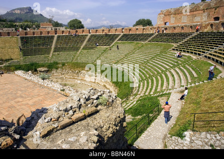 Griechische Theater Teatro Greco 3. Jahrhundert v. Chr. Amphitheater Taormina Sizilien Italien Stockfoto