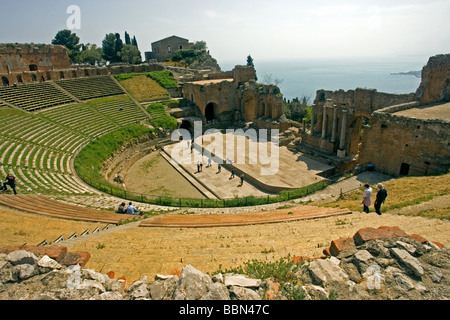 Griechische Theater Teatro Greco 3. Jahrhundert v. Chr. Amphitheater Taormina Sizilien Italien Stockfoto