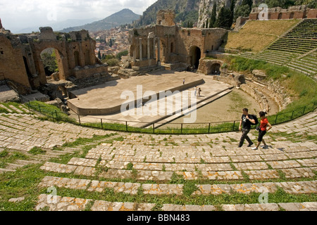 Griechische Theater Teatro Greco 3. Jahrhundert v. Chr. Amphitheater Taormina Sizilien Italien Stockfoto