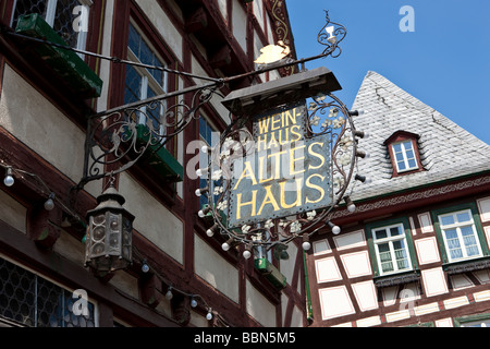 Ansicht des alten Hauses in der alten Stadt Bacharch, Palati Unesco Welt Kulturerbe Oberes Mittelrheintal, Bacharach, Rheinland Stockfoto