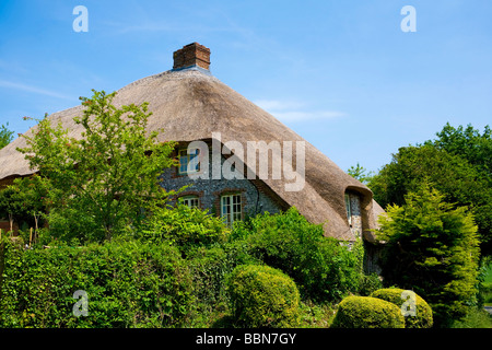 Sehr hübschen traditionellen strohgedeckten Hütte im East Dean Village, West Sussex, Großbritannien Stockfoto