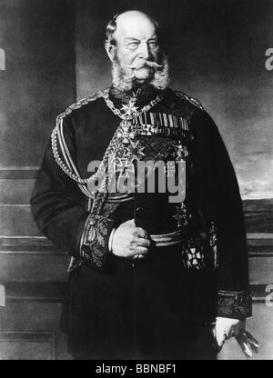 Wilhelm I., 22.3.913 - 9.3.1888-3.1871, König von Preßburg, halb so lang, 77 Jahre alt, nach dem Gemälde von Heinrich von Angeli, Stockfoto