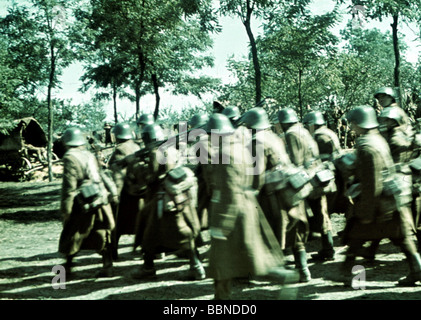 Ereignisse, Zweiter Weltkrieg / Zweiter Weltkrieg, Russland 1941, Ivanovka, Ukraine, rumänische Soldaten auf dem Weg zur Front, 23.9.1941, Stockfoto