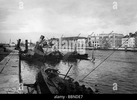 Veranstaltungen, Zweiter Weltkrieg/zweiter Weltkrieg, Frankreich, Dünkirchen docks nach der Besetzung durch die Deutschen, Juni 1940, Stockfoto