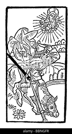 Paul (Saul von Tarsus), ca. 1 - 64 n. Chr., Heiliger, "Apostel der Heiden", Szene: Bekehrung des Saul, Holzschnitt, Stockfoto