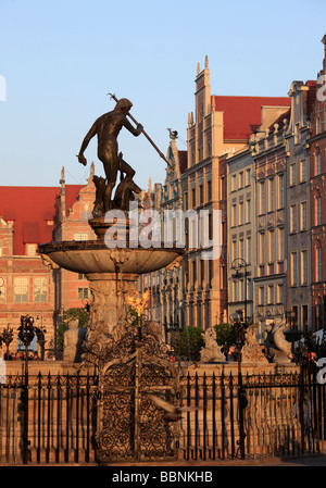 Polen-Gdansk-langer Markt-Neptun-Brunnen Stockfoto