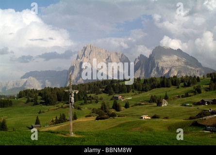 Geographie/Reisen, Italien, Südtirol, Seiser Alm - Seiser Alm - Plattkofel (Sasso Piatto), Mount Langkofel (Langkofel), Sella Gebirge (Gruppo di Sella), Additional-Rights - Clearance-Info - Not-Available Stockfoto