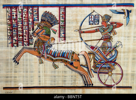 Neuen ägyptischen Gemälden aus pharaonischen Zeiten auf Papyrus Papier Ägypten Kairo Stockfoto