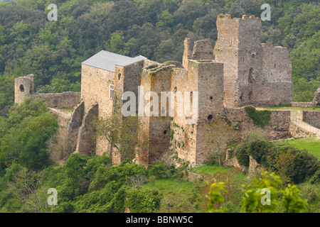 Zerstörten Festung Saissac Aude Languedoc-Roussillon Frankreich mittelalterliche Burg Festung Festung Stockfoto