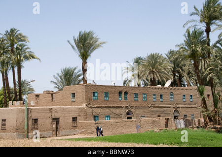 Nile River Ägypten Bauernhof Landwirtschaft Feld alte Bauerndorf auf dem Nil Stockfoto