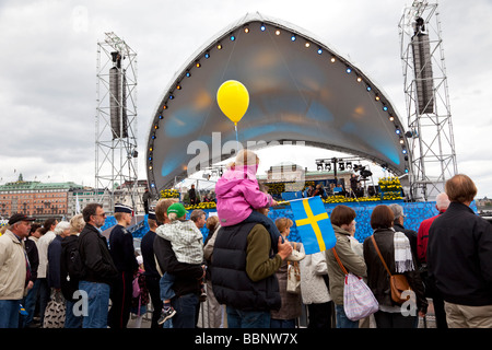 Feiert den Tag der Swewdish Flagge. Schwedens Nationalfeiertag. Stockfoto