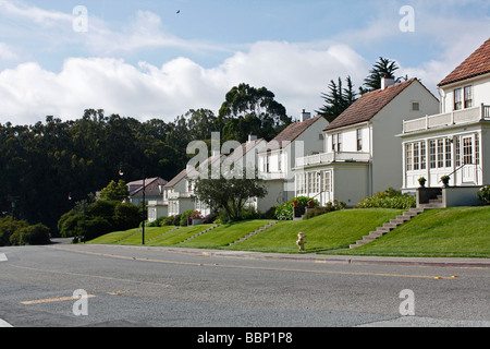 Pilot Reihe, Häuser von Piloten an Crissy Field, Presidio, San Francisco, während des zweiten Weltkriegs verwendet Stockfoto