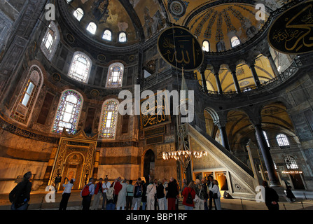 Hagia Sophia, Aya Sofya, Sultanahmet, Interieur und Gebetsnische Mihrab, Istanbul, Türkei Stockfoto