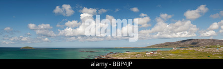 Panoramablick über Lingeigh Insel Eriskay, South Uist, Äußere Hebriden, Schottland Stockfoto