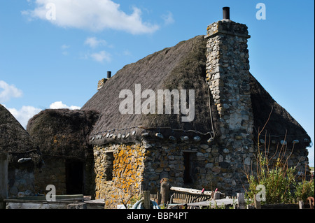 Alten Stil Croft Hütte, Howmore Dorf, Isle Uist, äußeren Hebriden, Scotalnd Stockfoto