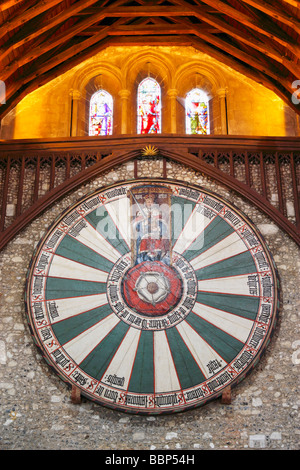 König Arthurs Tafelrunde in The Great Hall, Winchester Castle, Winchester, Hampshire, England, Vereinigtes Königreich Stockfoto