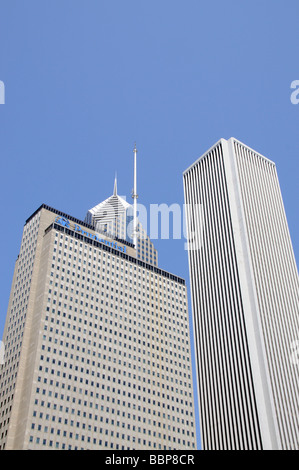 Skyscaper Gebäude Chicagos Skyline Illinois USA verließ die Prudentials Gebäude und rechts das Aon Center Stockfoto