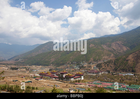 Allgemeine Ansicht Royal Palast von König von Bhutan Gebäude Tashi Chho Dzong Thimphu Stockfoto