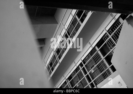 Einzelhaft Zellen in hatten "Block, Gefängnis Alcatraz, San Francisco, Kalifornien. Stockfoto