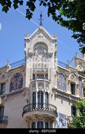 Modernista Fassade, Gran Hotel, Placa Weyler, Palma De Mallorca, Palma Stadt, Mallorca, Balearen, Spanien Stockfoto