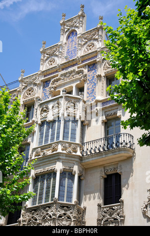 Modernista Fassade, Gran Hotel, Placa Weyler, Palma De Mallorca, Palma Stadt, Mallorca, Balearen, Spanien Stockfoto