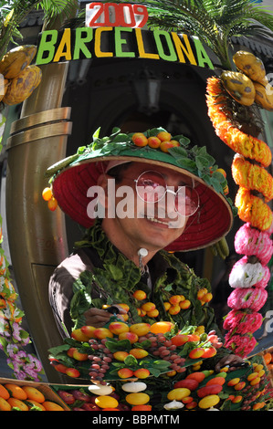 Menschliche Statuen an Las Ramblas, Barcelona, Spanien Stockfoto