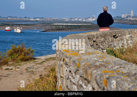 EINTRITT IN DEN HAFEN VON NOIRMOUTIER, VENDEE (85), FRANKREICH Stockfoto