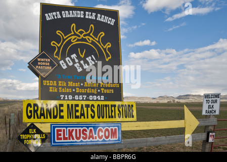 Colorado Del Norte Anta Grande Elk Ranch Zeichen Stockfoto