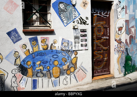 GRAFFITI, RUE GRAMAT, STADT VON TOULOUSE, HAUTE-GARONNE (31), FRANKREICH Stockfoto
