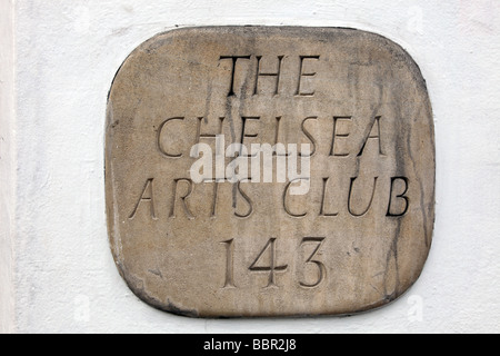 Chelsea Arts Club Wandtafel alte Kirche Street London S W 10 Stockfoto