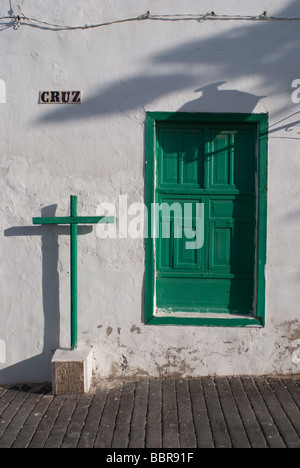 Typische weiße Haus Teguise Lanzarote-Kanarische Inseln-Spanien Stockfoto