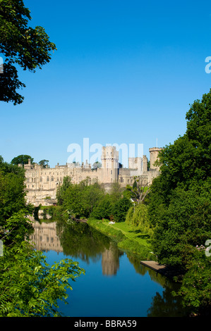 Warwick Castle & Fluss Avon, Warwick, Warwickshire, UK. Stockfoto