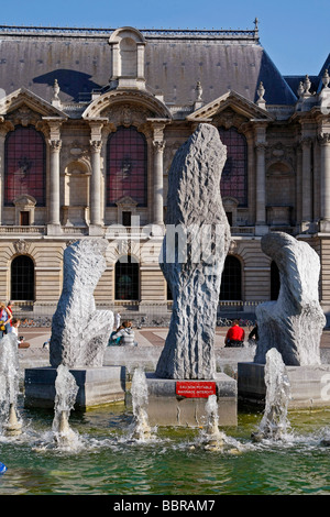 BRUNNEN DER PALAST DER SCHÖNEN KÜNSTE, PLACE DE LA RÉPUBLIQUE, LILLE, NORD (59), FRANKREICH Stockfoto