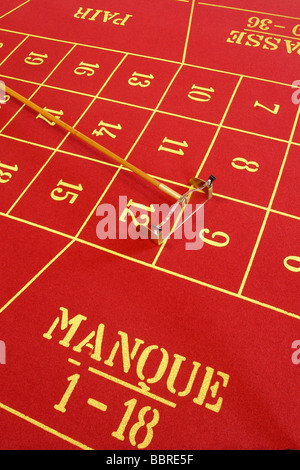 ROULETTE-TISCH, CASINO BARRIERE IN BIARRITZ, PYRENEES ATLANTIQUES (64), FRANKREICH, BASKENLAND, BASKISCHE KÜSTE Stockfoto