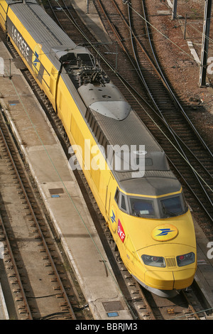 TGV, POST ZUG IN EIN RANGIERBAHNHOF, PARIS GARE DE LYON BAHNHOF, PARIS (75) Stockfoto