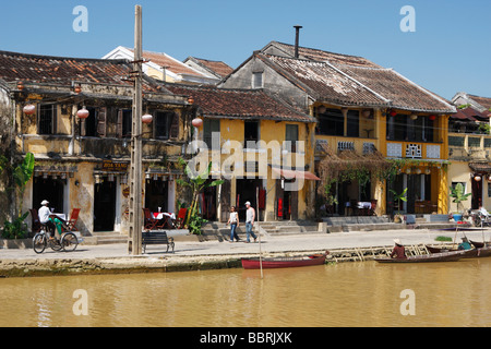 "Hoi an ' Waterfront Kolonialbauten,"Thu Bon"Fluss, [Altstadt], Vietnam Stockfoto