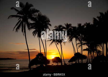 Sunrise Wailua River State Beach Park Kauai Hawaii Stockfoto