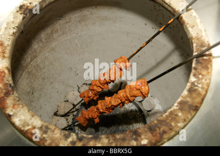 Lamm-Spieße tandoori Ofen.  Essenz des India Restaurant Stockfoto