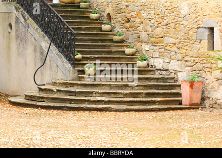 Treppen-Saint Papoul Languedoc-Roussillon Frankreich Stockfoto