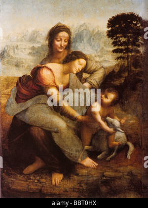 Die Jungfrau und das Kind mit St. Anna von Leonardo da Vinci Stockfoto