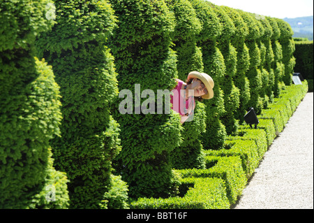 Topiary Garten am Schloss Hautefort in der Dordogne-Frankreich Stockfoto