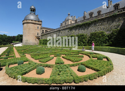 Topiary Garten am Schloss Hautefort in der Dordogne-Frankreich Stockfoto