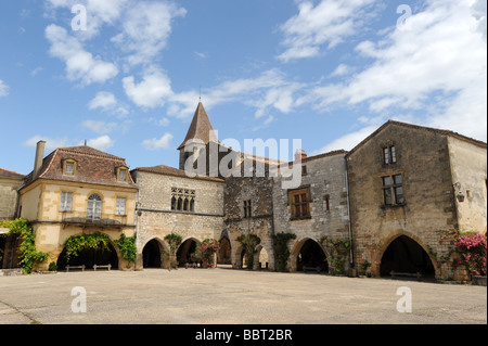 Die Bastide Stadt von Monpazier in der Dordogne-Frankreich Stockfoto