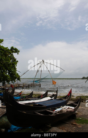 Chinesen Angeln net Cochin Indien. Stockfoto