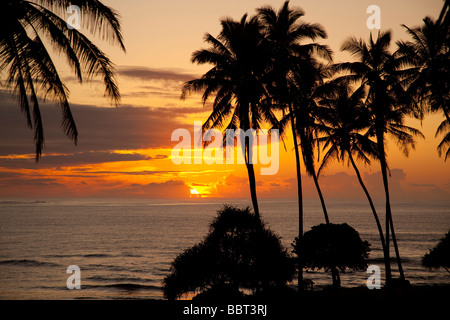 Sunrise Wailua River State Beach Park Kauai Hawaii Stockfoto