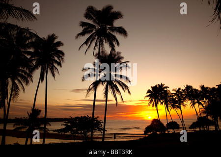 Sunrise Wailua River State Beach Park Kauai Hawaii Stockfoto