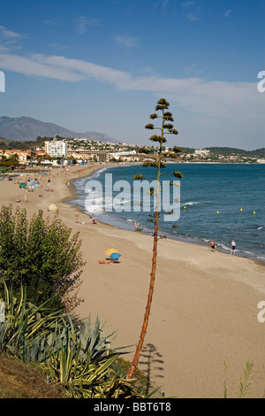 Strand El Bombo in Mijas Costa Malaga Sonnenküste Andalusien Spanien Stockfoto