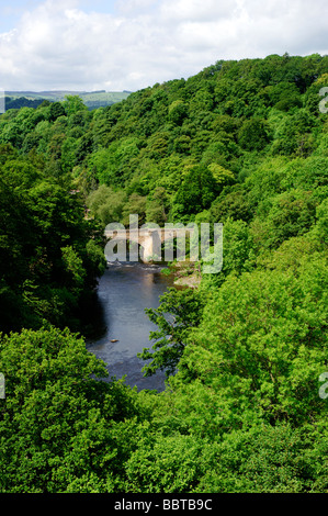 Blick vom Pontcysyllte Aquädukt über den Fluss Dee in Denbighshire, Nordwales Stockfoto