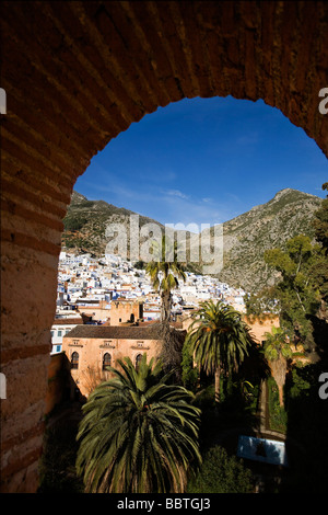 Ansicht der Kasbah und Chefchaouen, Marokko Stockfoto